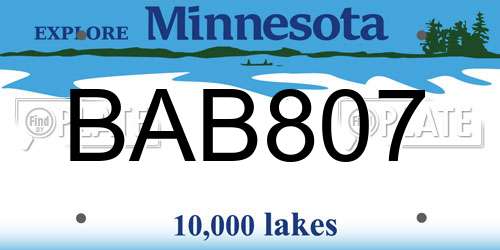 BAB807 Minnesota License Plate