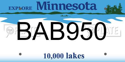 BAB950 Minnesota License Plate