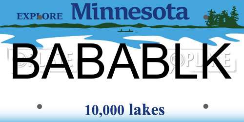 BABABLK Minnesota License Plate