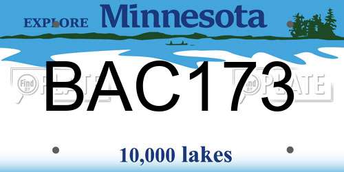 BAC173 Minnesota License Plate