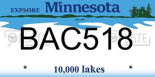 BAC518 Minnesota License Plate