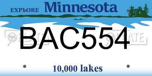 BAC554 Minnesota License Plate
