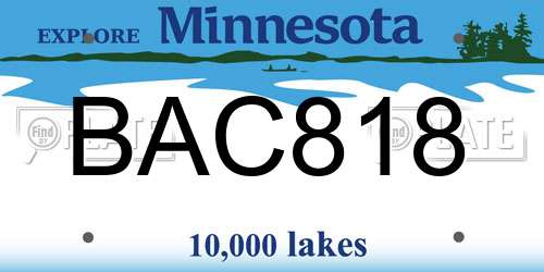 BAC818 Minnesota License Plate