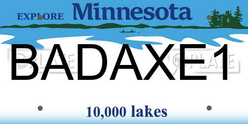BADAXE1 Minnesota License Plate