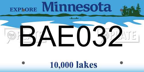 BAE032 Minnesota License Plate
