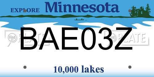 BAE03Z Minnesota License Plate