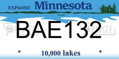 BAE132 Minnesota License Plate