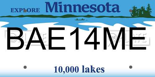 BAE14ME Minnesota License Plate