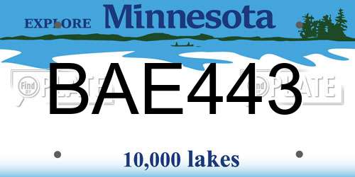 BAE443 Minnesota License Plate