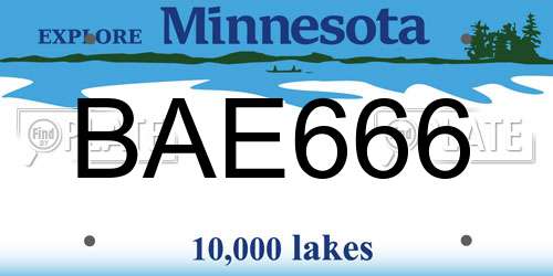 BAE666 Minnesota License Plate