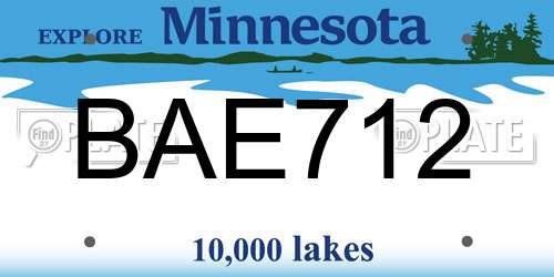BAE712 Minnesota License Plate