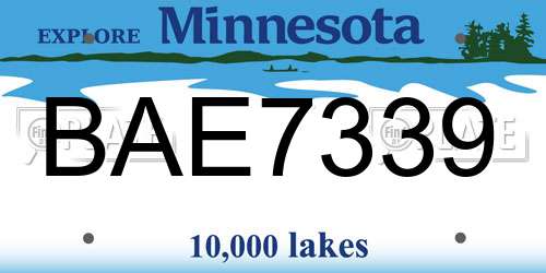 BAE7339 Minnesota License Plate