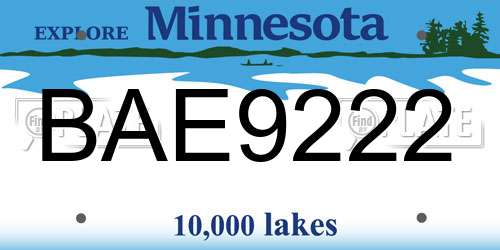 BAE9222 Minnesota License Plate
