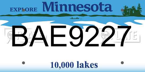 BAE9227 Minnesota License Plate