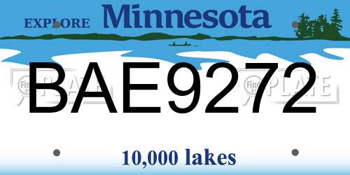 BAE9272 Minnesota License Plate