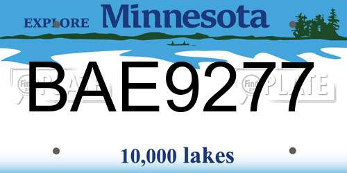 BAE9277 Minnesota License Plate