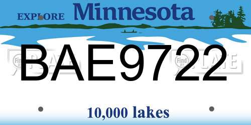 BAE9722 Minnesota License Plate