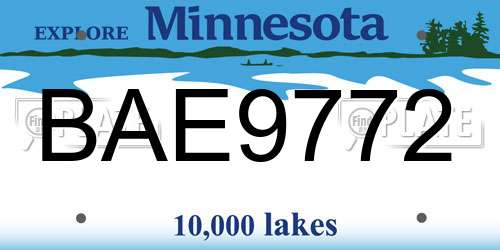 BAE9772 Minnesota License Plate