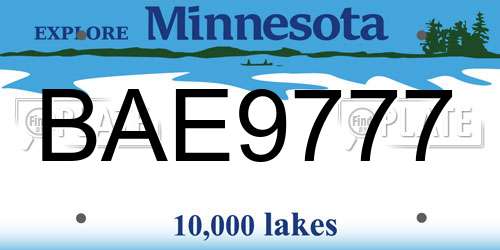 BAE9777 Minnesota License Plate