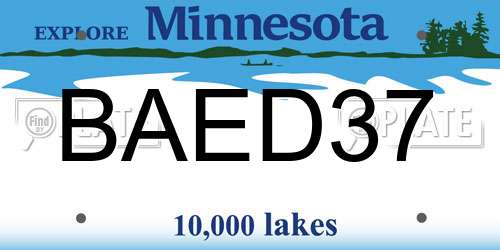 BAED37 Minnesota License Plate