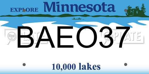 BAEO37 Minnesota License Plate