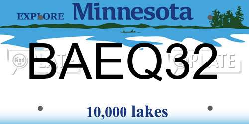 BAEQ32 Minnesota License Plate