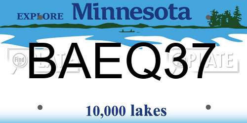 BAEQ37 Minnesota License Plate