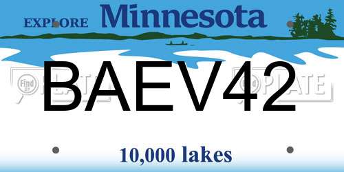 BAEV42 Minnesota License Plate