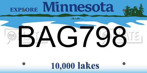 BAG798 Minnesota License Plate