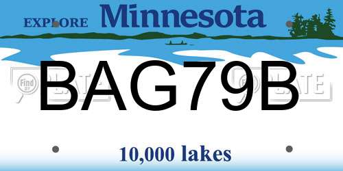 BAG79B Minnesota License Plate