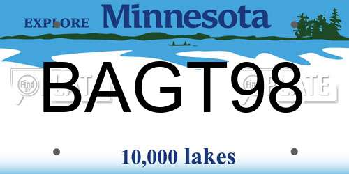 BAGT98 Minnesota License Plate