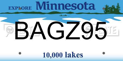 BAGZ95 Minnesota License Plate