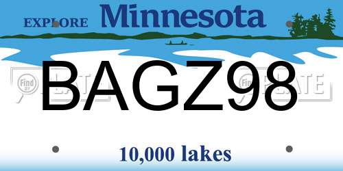 BAGZ98 Minnesota License Plate