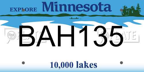 BAH135 Minnesota License Plate