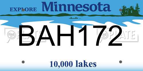 BAH172 Minnesota License Plate