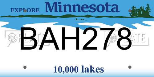 BAH278 Minnesota License Plate