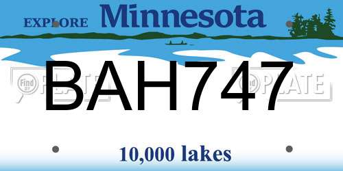 BAH747 Minnesota License Plate