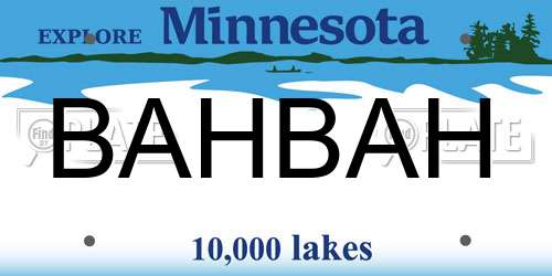 BAHBAH Minnesota License Plate