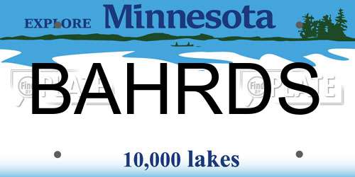 BAHRDS Minnesota License Plate