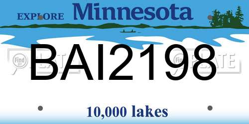 BAI2198 Minnesota License Plate
