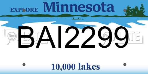 BAI2299 Minnesota License Plate