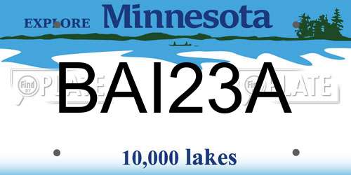 BAI23A Minnesota License Plate