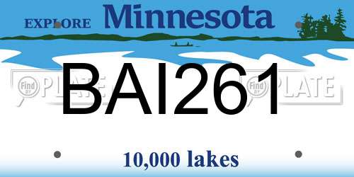 BAI261 Minnesota License Plate
