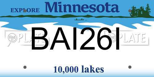 BAI26I Minnesota License Plate
