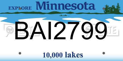 BAI2799 Minnesota License Plate