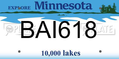BAI618 Minnesota License Plate