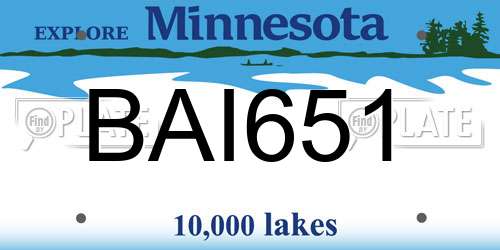 BAI651 Minnesota License Plate