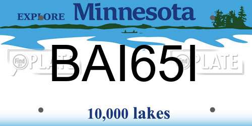 BAI65I Minnesota License Plate