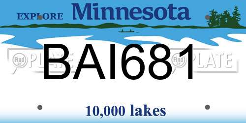 BAI681 Minnesota License Plate