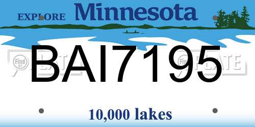 BAI7195 Minnesota License Plate